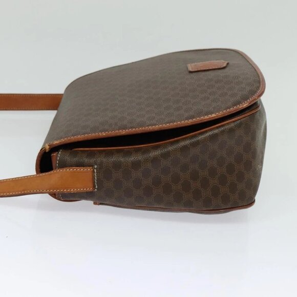 CELINE Macadam Canvas Shoulder Bag PVC Leather Brown Gold Auth bs25678 - Picture 5 of 16